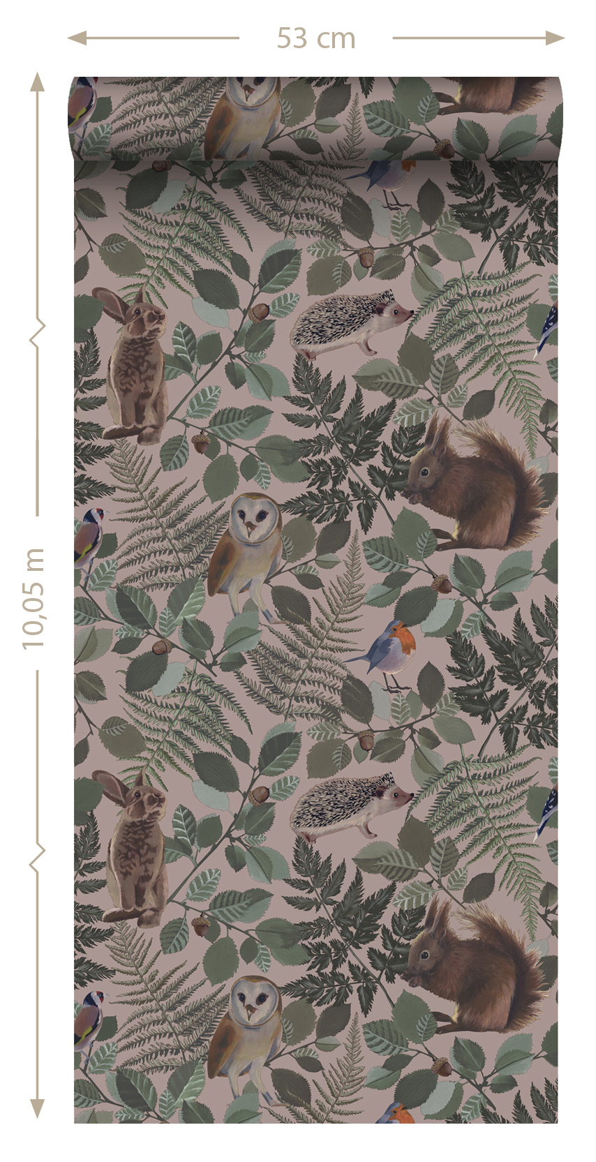 Kids Wallpaper Forest Animals Antique Pink & Green 139252 (4)