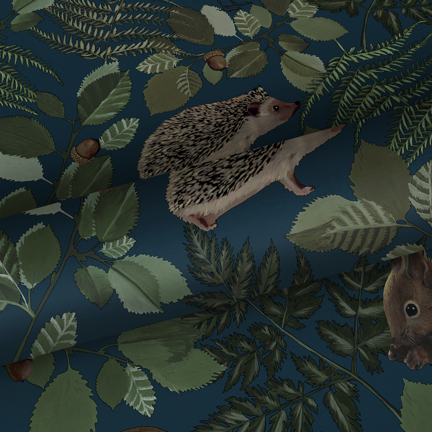 Kids Wallpaper Forest Animals Dark Blue & Green 139250 (2)