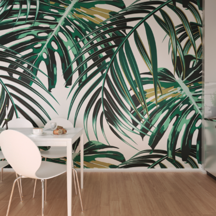 Mural Tropical Leaves Emerald