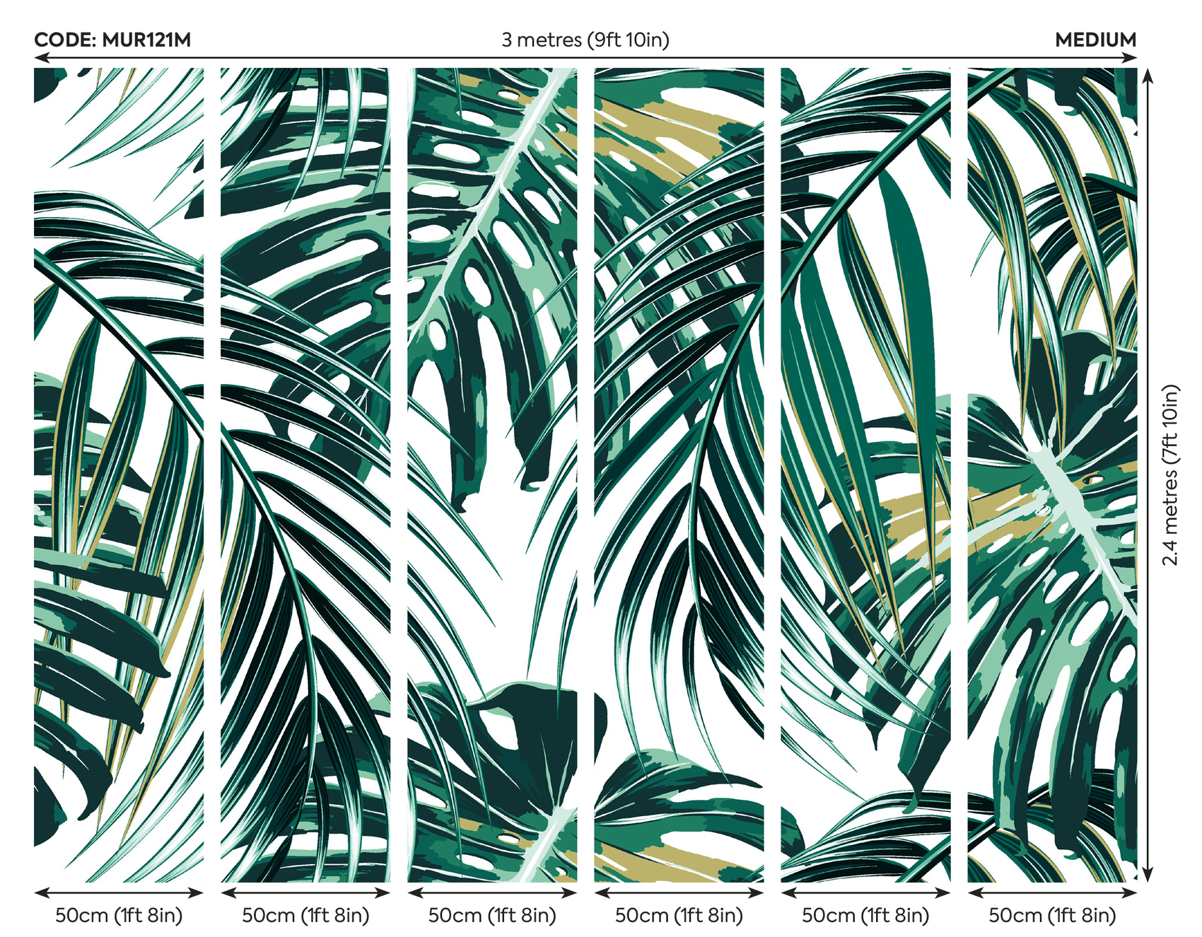 Mural Tropical Leaves Emerald MUR121 (3)