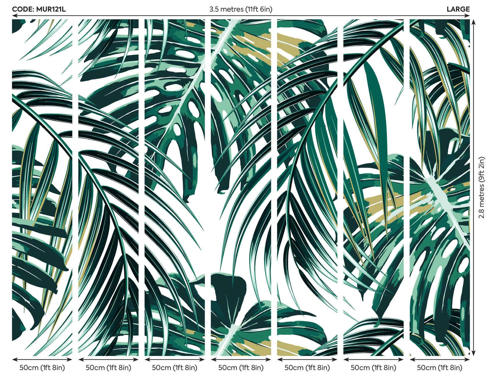 Mural Tropical Leaves Emerald MUR121 (4)