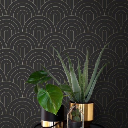 Wallpaper Art Deco Arches Black