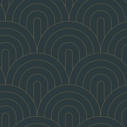 Wallpaper Art Deco Arches Dark Blue