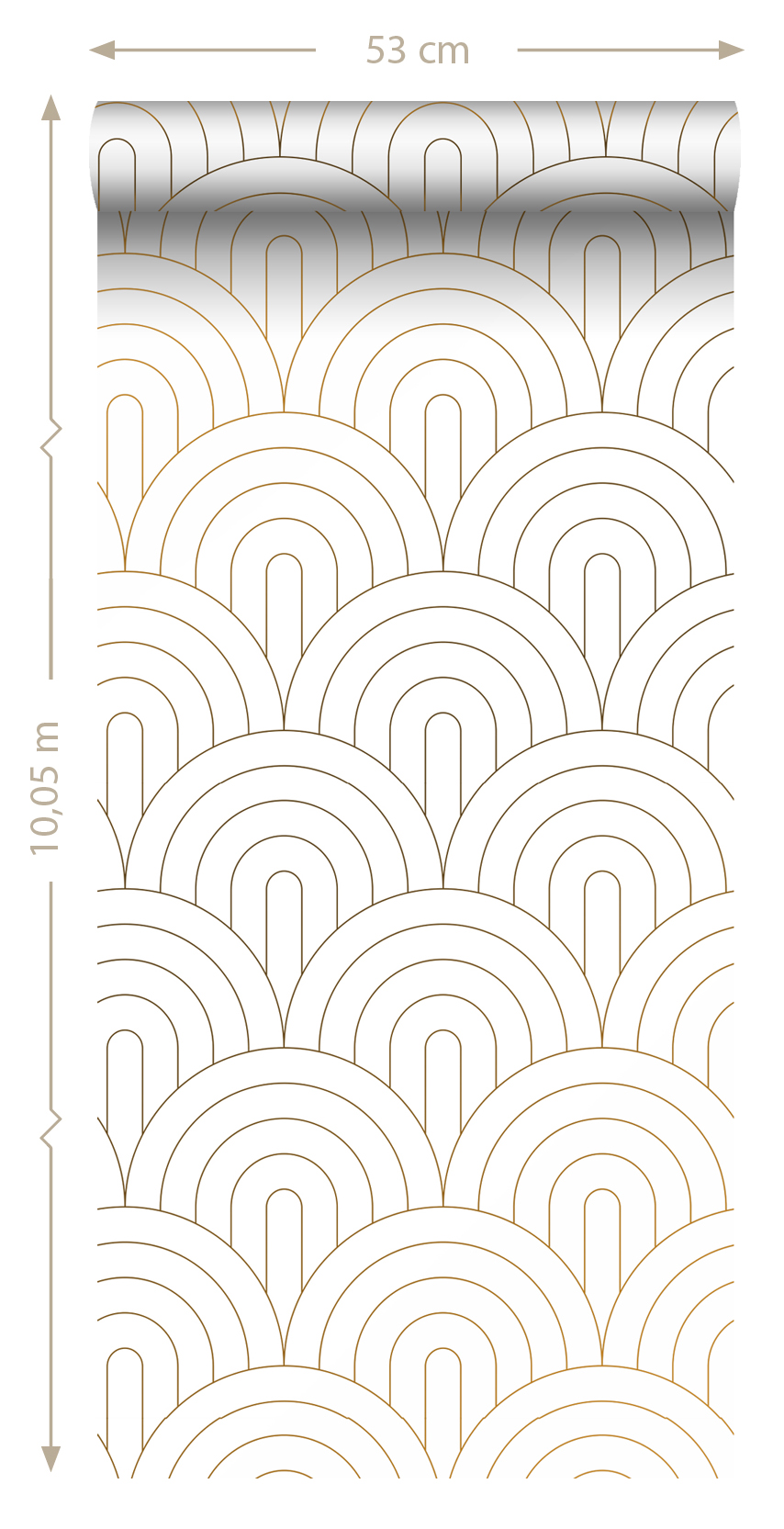 Wallpaper Art Deco Arches White & Gold 139215 (1)