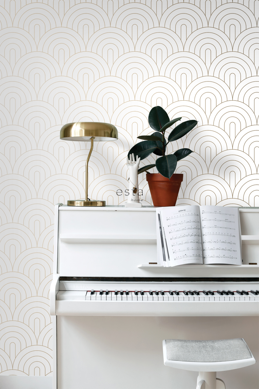 Wallpaper Art Deco Arches White & Gold 139215 (3)
