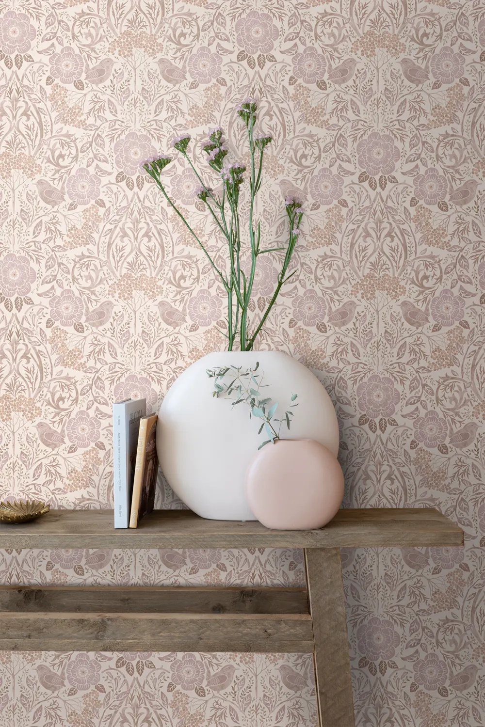 Wallpaper Flowers and Birds in Art Nouveau Style Beige&Lilac 139829 (4) Wallpaper Flowers and Birds in Art Nouveau Style Beige&Lilac