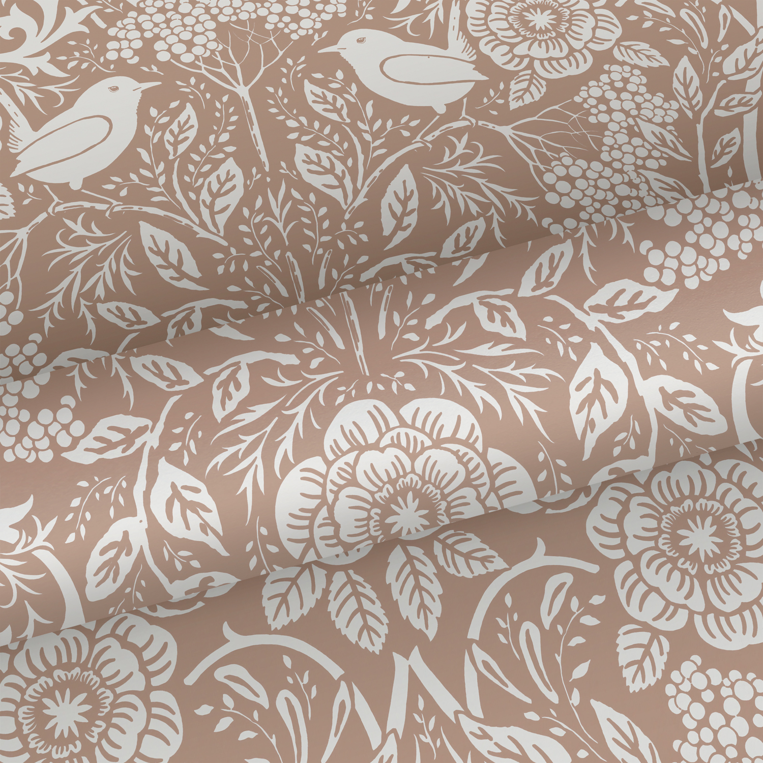Wallpaper Flowers and Birds in Art Nouveau Style Nude Colour&White 139324 (3)