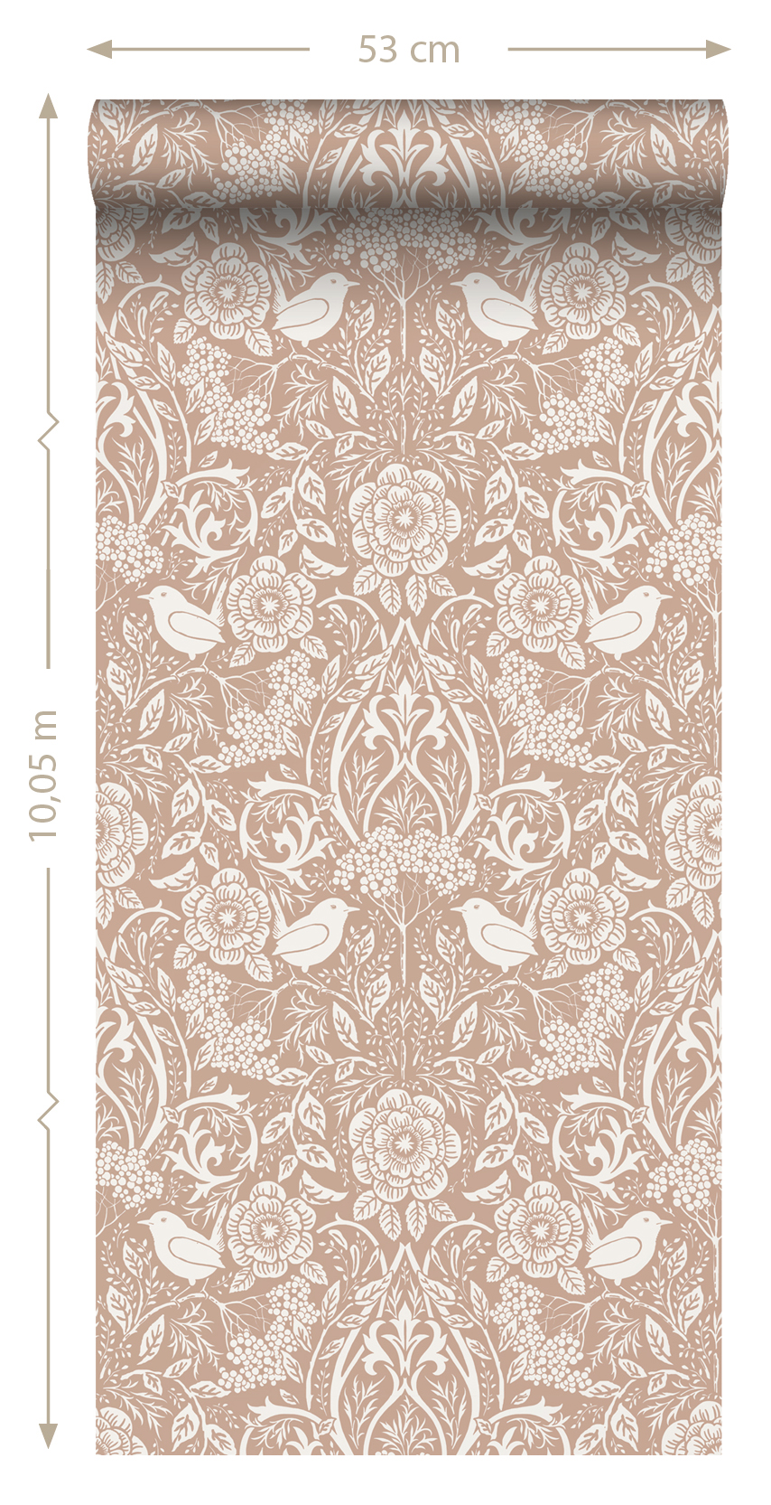 Wallpaper Flowers and Birds in Art Nouveau Style Nude Colour&White 139324 (4)