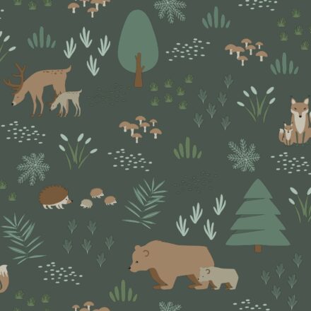 Wallpaper Forest with Forest Animals Dark