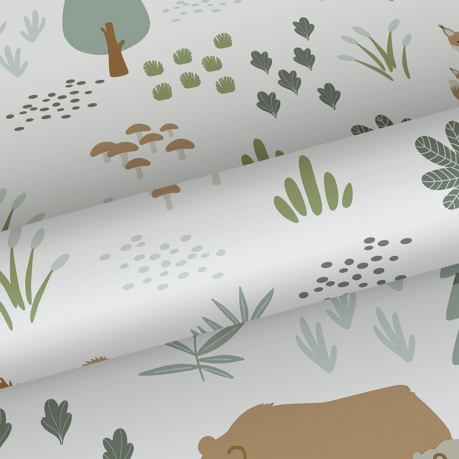 Wallpaper Forest with Forest Animals White 139247 (2)