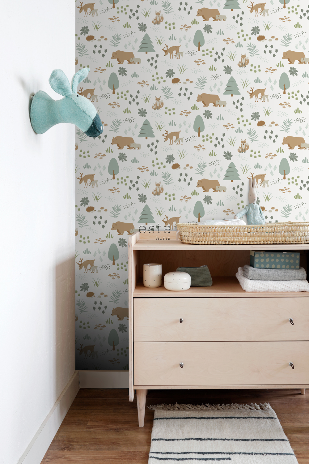 Wallpaper Forest with Forest Animals White 139247 (3) Wallpaper Forest with Forest Animals White